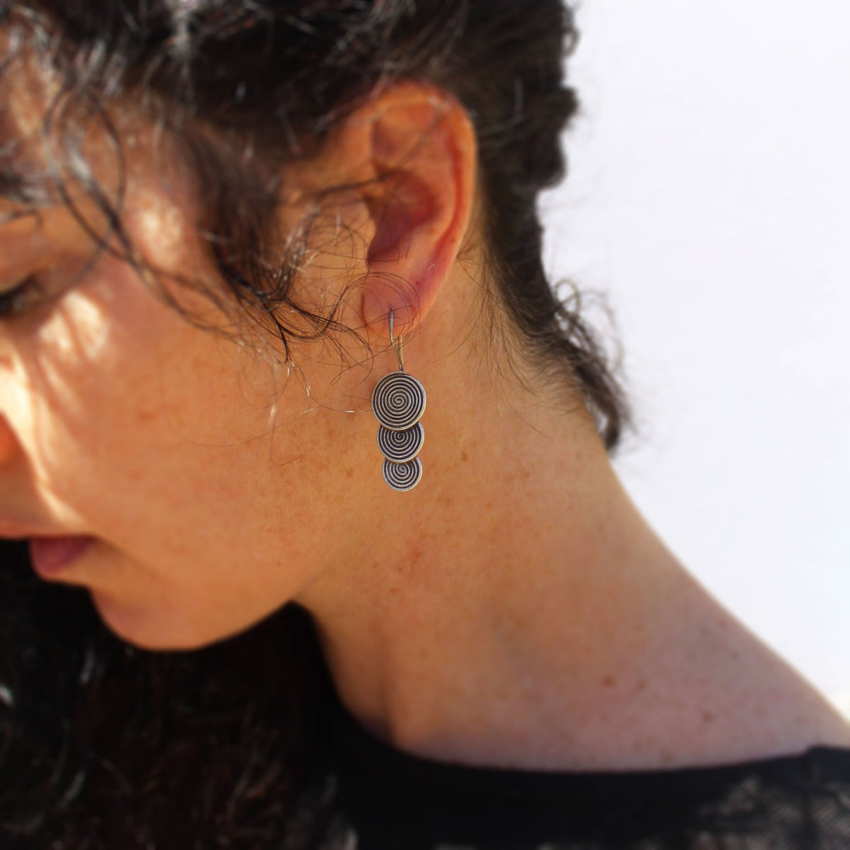 Triple Disk Hill Tribe Earrings